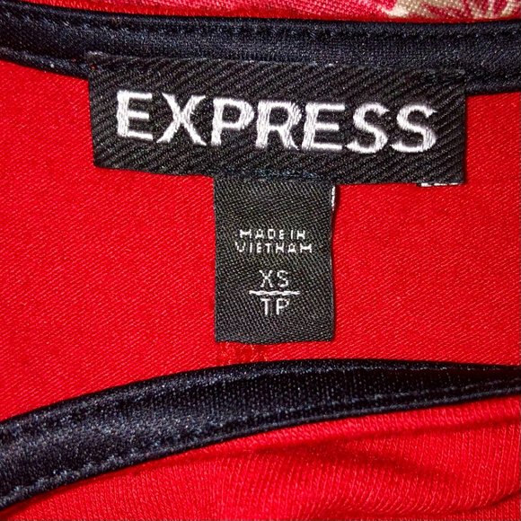Vivid Red Cotton Tank Top with Black Vegan Leather Shoulders by Express - XS - Picture 9 of 16